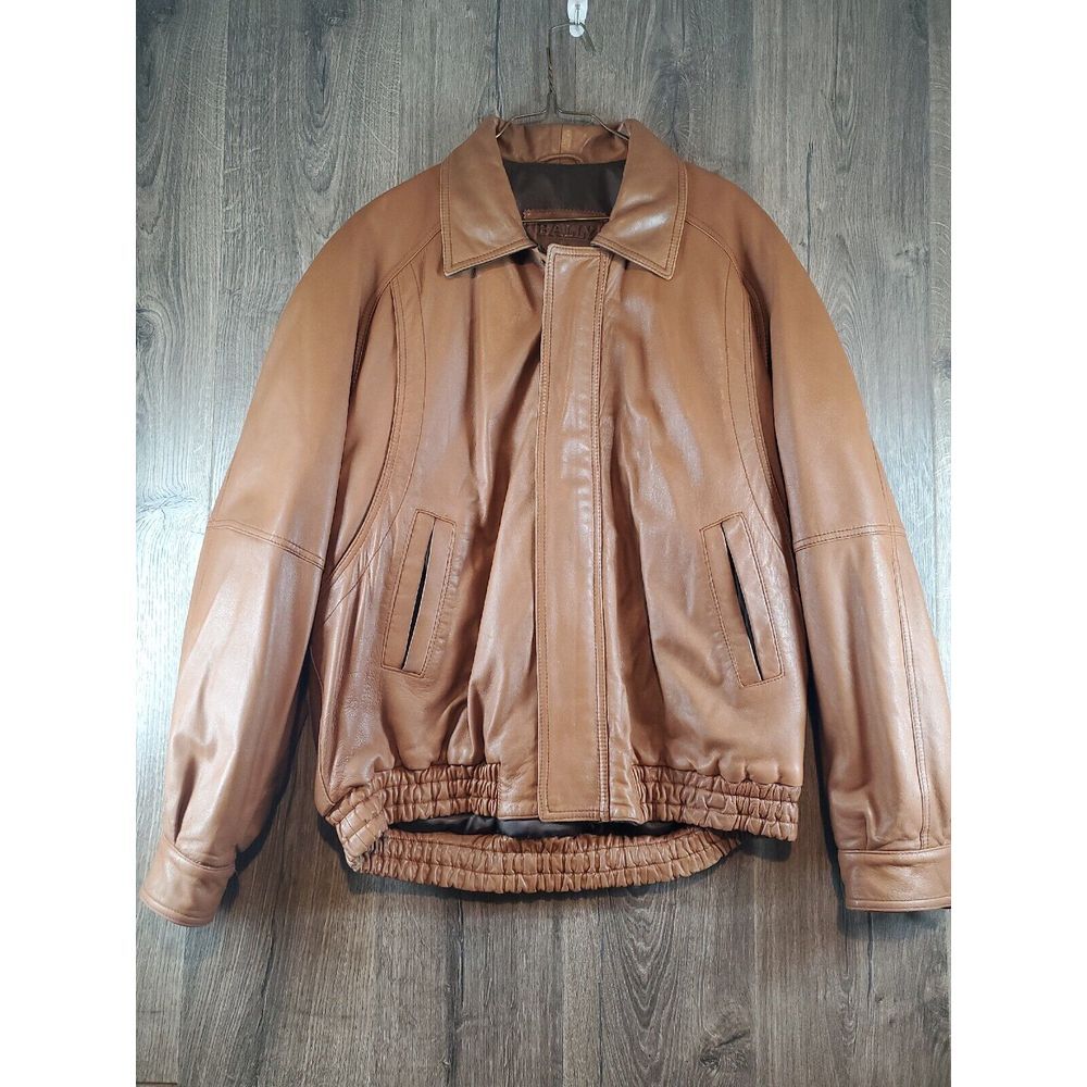 Vintage Bally Brown Leather Bomber Jacket Size 40 Medium M RESTORED